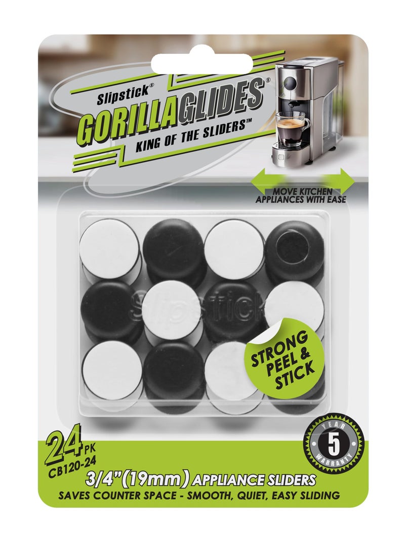 Slipstick GorillaGlides Kitchen Appliance Sliders (24 x 3/4Round Glides) Self Adhesive Countertop Appliance Sliders Provide Easy Sliding and Saves Space on Counters - Image 1